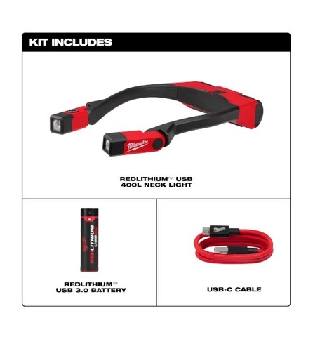 פנס צוואר נטען Milwaukee REDLITHIUM USB 400L דגם 2117-21