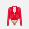 Bodysuit in georgette fabric with jewel chain