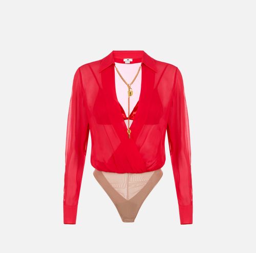 Bodysuit in georgette fabric with jewel chain
