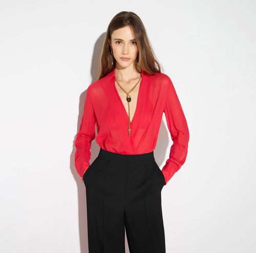 Bodysuit in georgette fabric with jewel chain