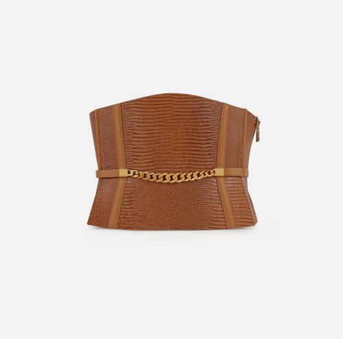 Bustier-style leather belt