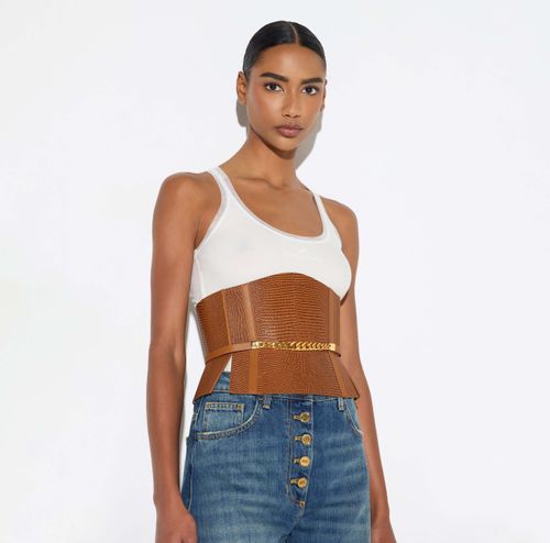 Bustier-style leather belt