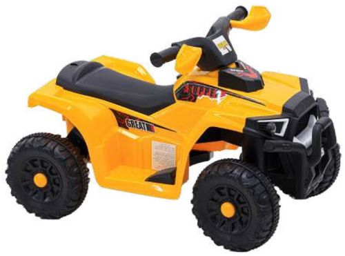 טרקטורון ממונע 6V בעיצוב ספורטיבי נסיעה קדימה/אחורה, אורות וצלילים - צהוב