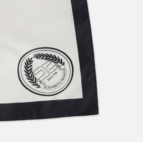  Silk foulard scarf WHITE BLACK