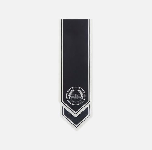 Silk foulard scarf BLACK WHITE