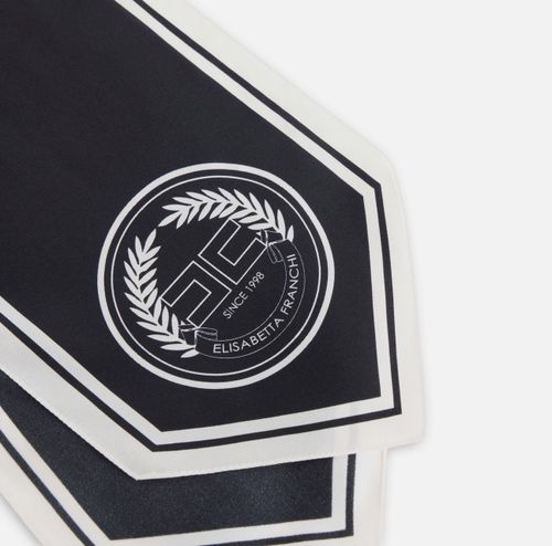 Silk foulard scarf BLACK WHITE