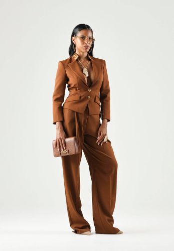 Jacket in gabardine fabric with jewel collar