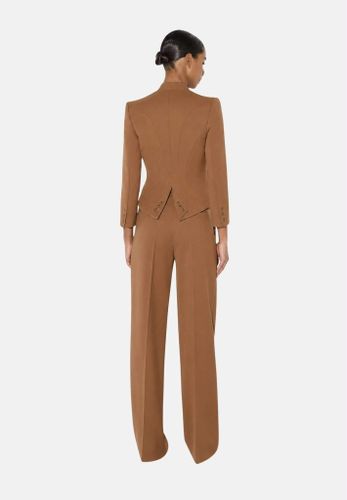 Jacket in gabardine fabric with jewel collar