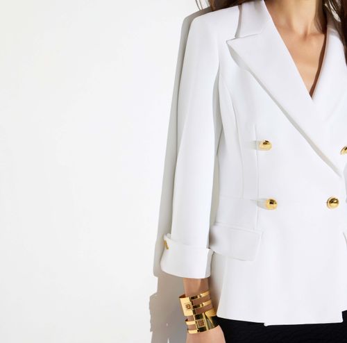 Jacket in double layer stretch crêpe fabric