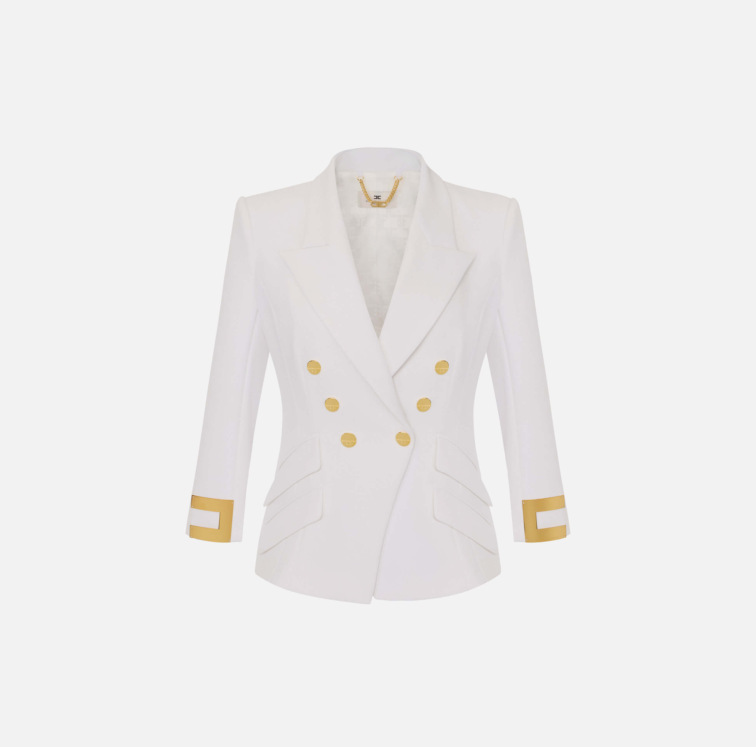 Jacket in double layer stretch crêpe fabric with jewel logo