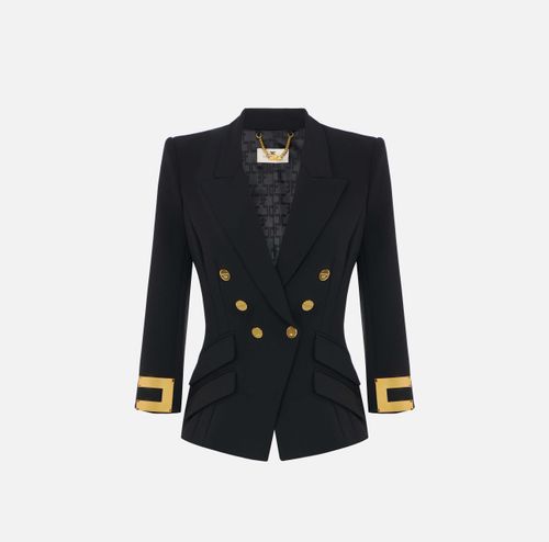 Jacket in double layer stretch crêpe fabric with jewel logo