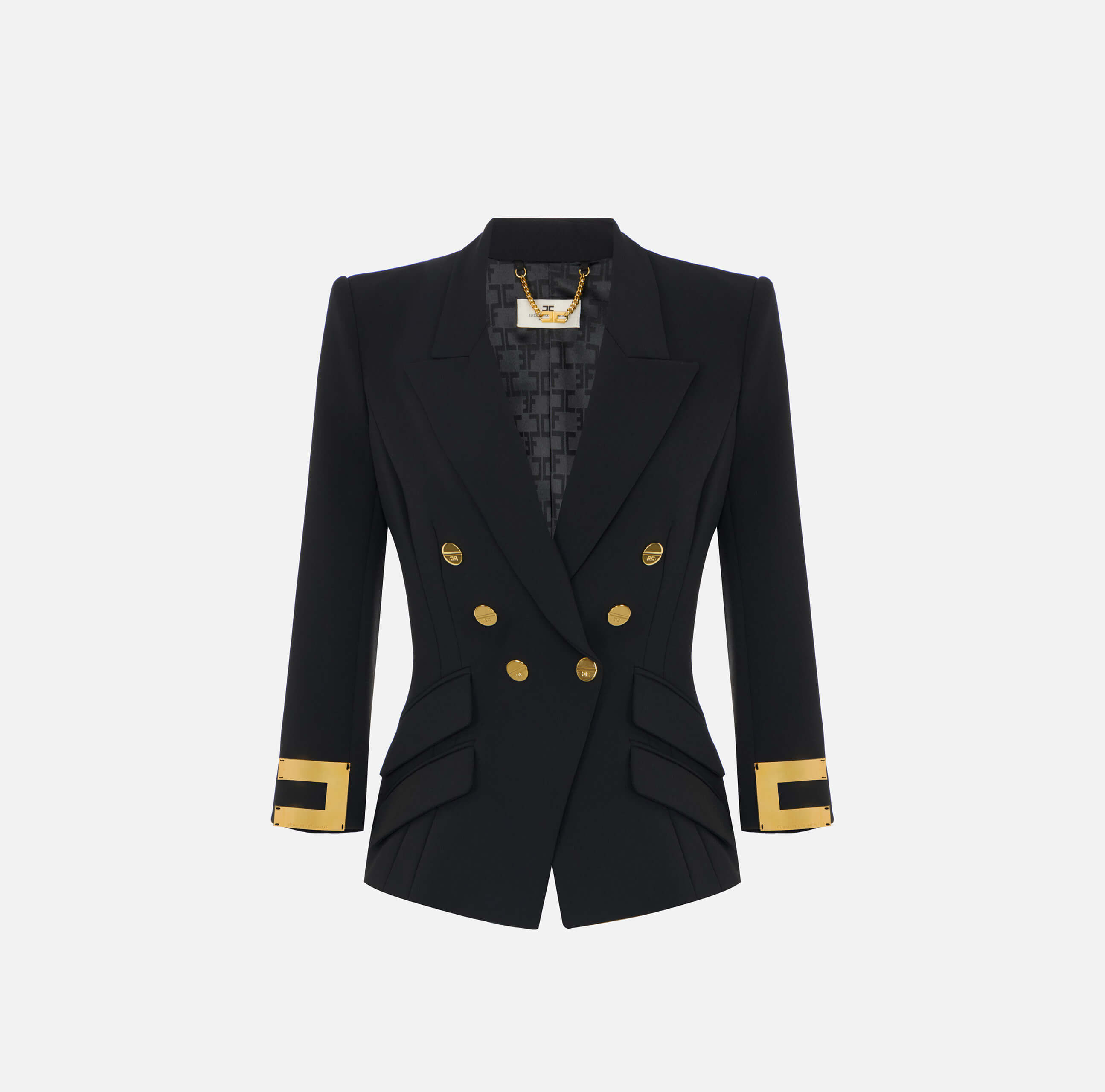 Jacket in double layer stretch crêpe fabric with jewel logo