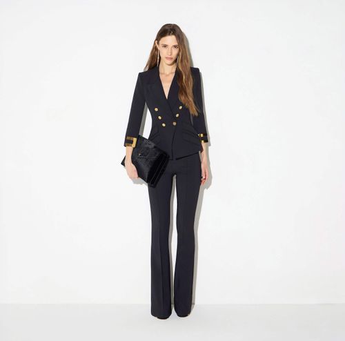 Jacket in double layer stretch crêpe fabric with jewel logo