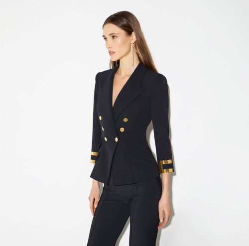 Jacket in double layer stretch crêpe fabric with jewel logo