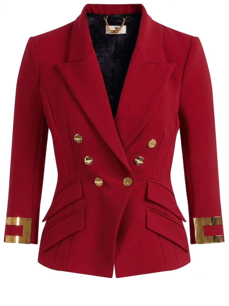 Jacket in double layer stretch crêpe fabric with jewel logo