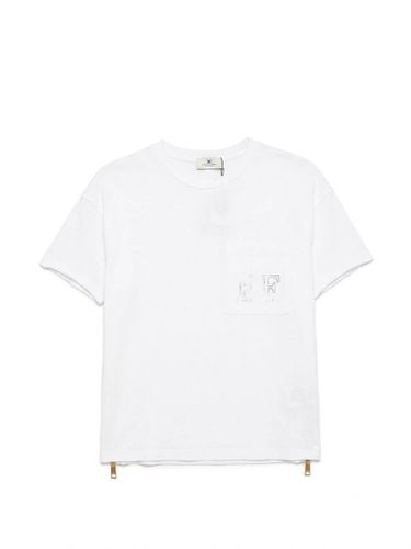 Elisabetta Franchi logo-patch zip-detail T-shirt 