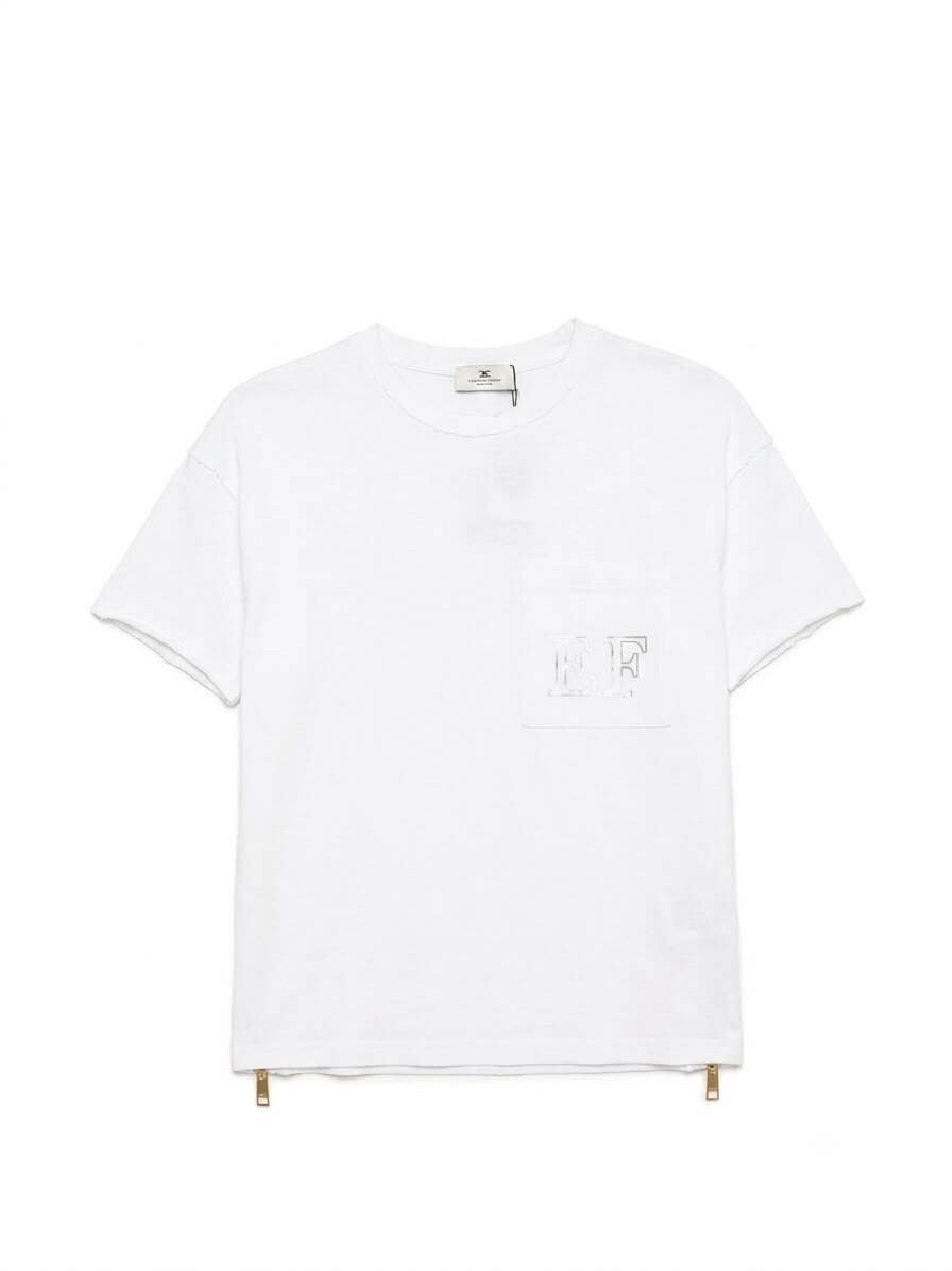 Elisabetta Franchi logo-patch zip-detail T-shirt 