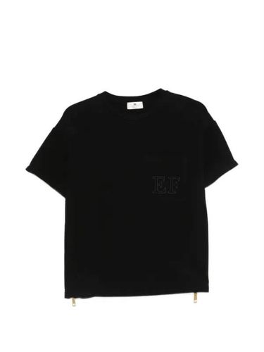 Elisabetta Franchi logo-patch zip-detail T-shirt 