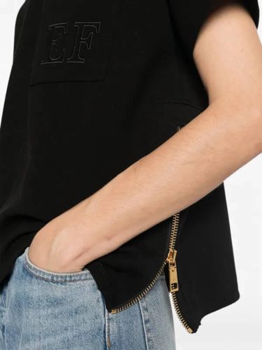 Elisabetta Franchi logo-patch zip-detail T-shirt 