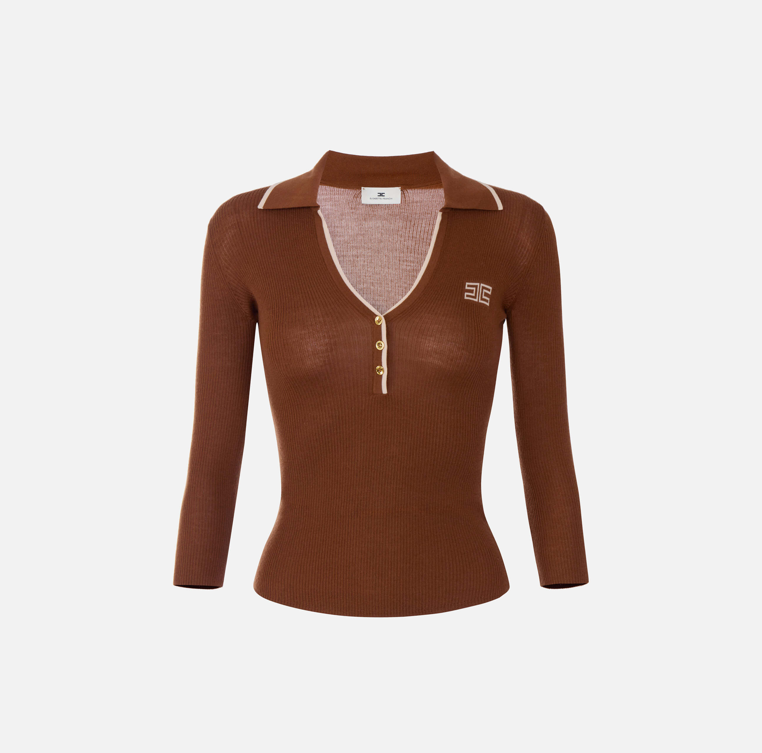 Ribbed knit polo shirt