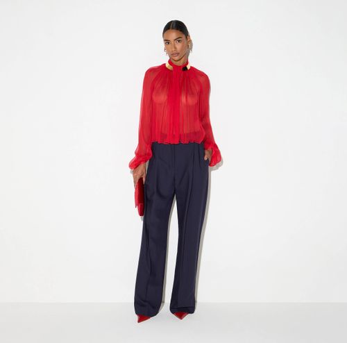 Pinstriped trousers in cool wool fabric