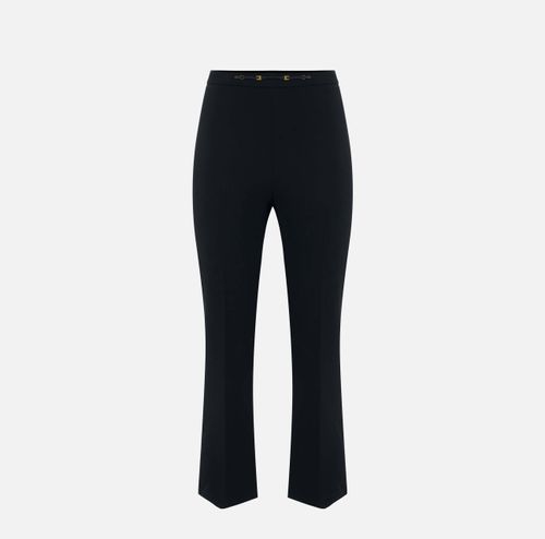 Trousers in stretch double-layer crêpe fabric with jewel detail