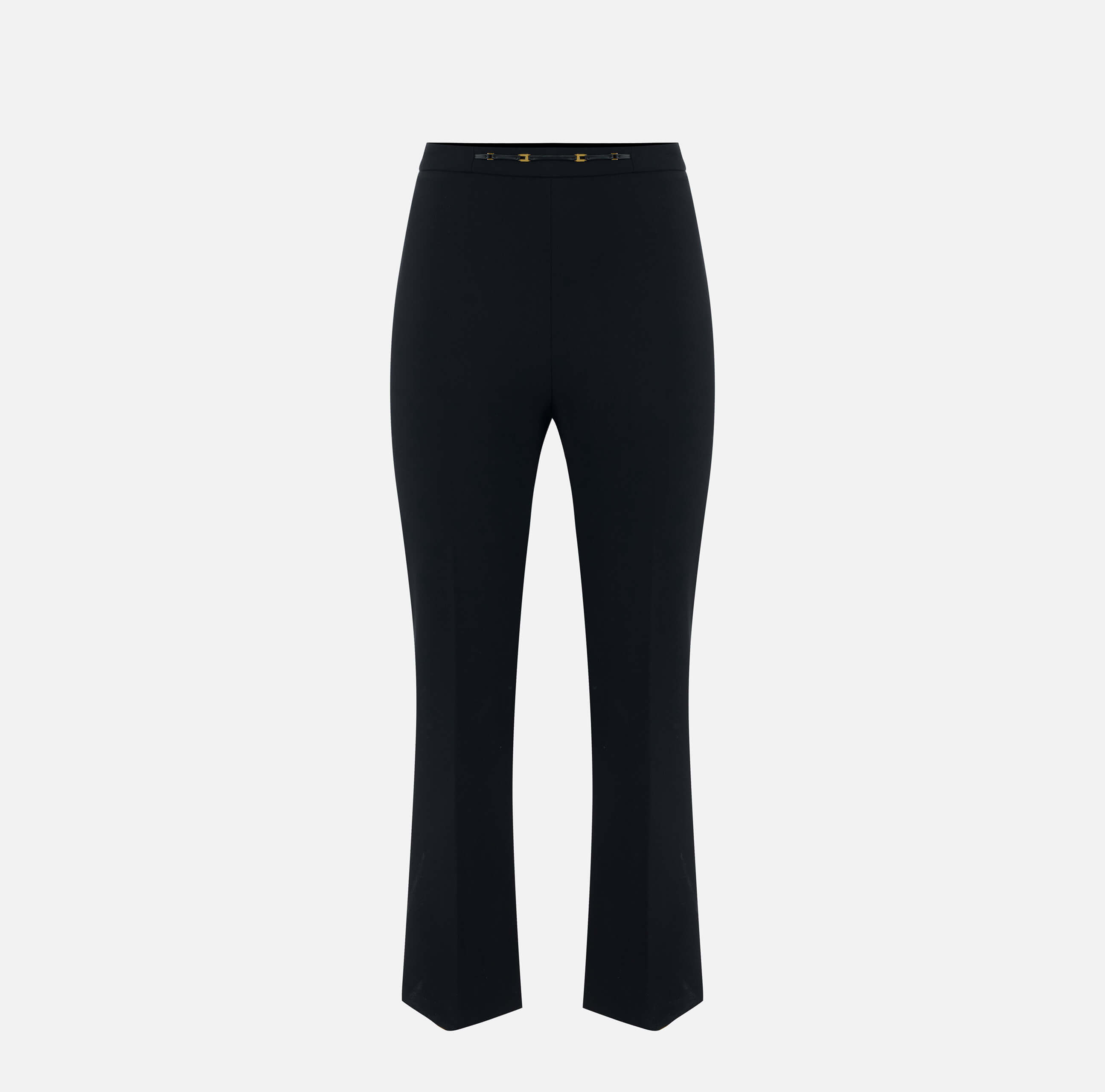 Trousers in stretch double-layer crêpe fabric with jewel detail