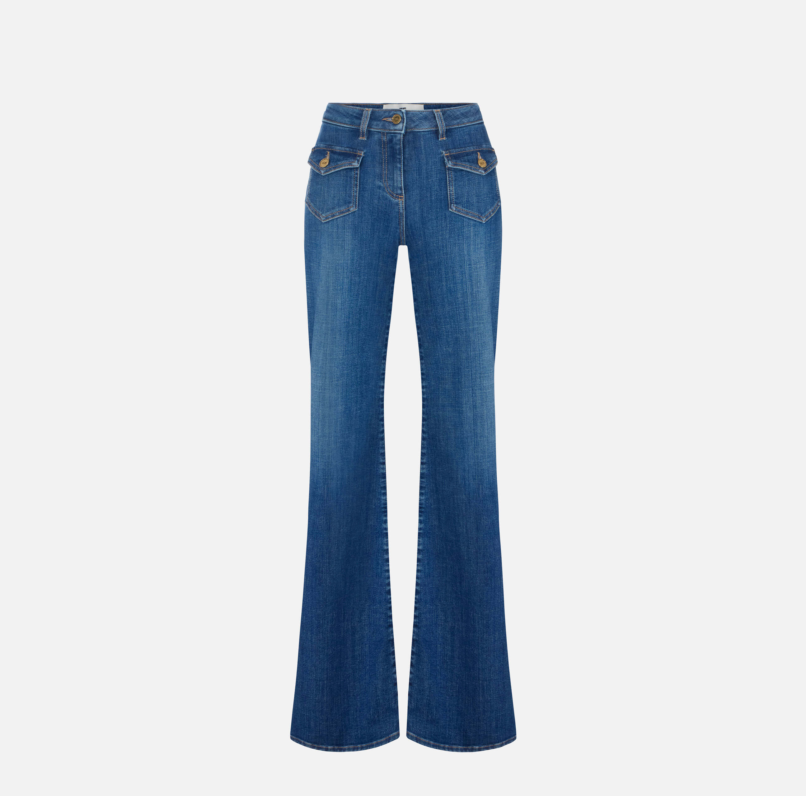 Bell-bottom jeans with small pockets