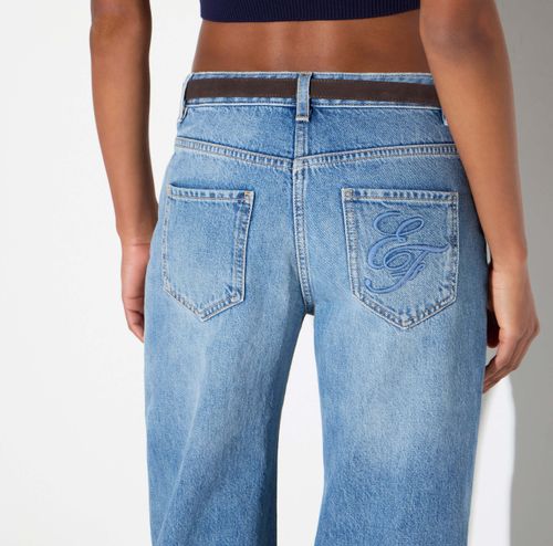 Palazzo jeans with belt