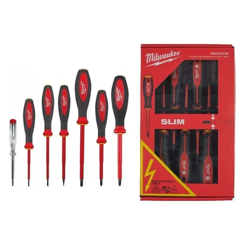 סט 7 מברגים PH PZ ומברג שטוח לחשמלאים מילווקי 4932478738