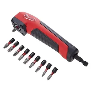 זוויתן 90 מעלות לאימפקט + 10 ביטים MILWAUKEE