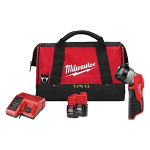 פנס מתכוונן נטען 12V LED + שתי סוללות 2.0AH MILWAUKEE