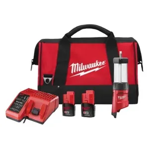 סט פנס עששית LED נטען 12V + שתי סוללות 2.0AH MILWAUKEE