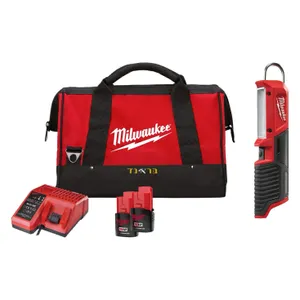 פנס LED מגנטי נטען12V + שתי סוללות 2.0AH MILWAUKEE