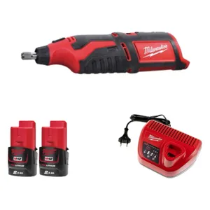 משחזת ציר 12V + שתי סוללות 2AH MILWAUKEE