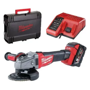 משחזת זווית 18V ללא פחמים + סוללה 5.0AH MILWAUKEE