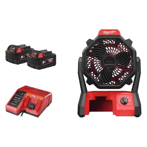 מאוורר נייד נטען 18V + שתי סוללות 5.0AH מילווקי M18 AF – מצננים ומערפלי מים