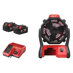 מאוורר נייד נטען 18V + שתי סוללות 5.0AH MILWAUKEE
