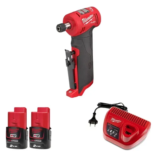 משחזת ציר זוויתית 12V + שתי סוללות 2AH מילווקי M12 FDGA – משחזות ציר