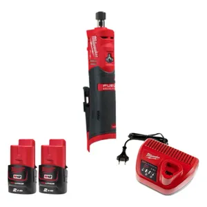 משחזת ציר ישרה 12V + שתי סוללות 2AH MILWAUKEE