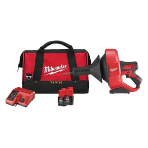 פותח סתימות נטען 12V - קפיץ 6 מ"מ + שתי סוללות 2.0AH MILWAUKEE