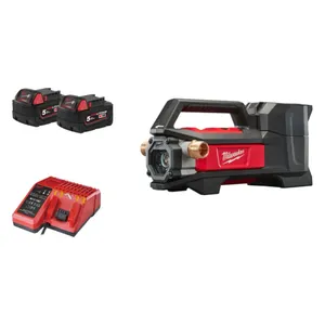 סט משאבת העברת מים נטענת 18V עם שתי סוללות 5.0AH ומטען MILWAUKEE