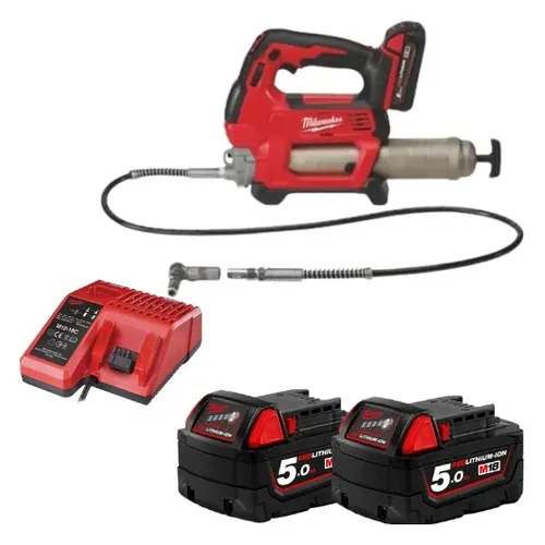 משאבת גריז 18V + שתי סוללות 5AH מילווקי M18 GG-0 – מגרזות