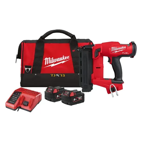 אקדח מסמרים ישר נטען 18V + שתי סוללות 5.0AH מילווקי M18 FN18GS – אקדחי סיכות ומסמרים