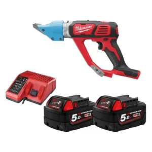 מספרי פח 18V + זוג סוללות 5AH MILWAUKEE