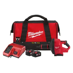 פותח סתימות נטען - קפיץ 10 מ"מ 18V (עם 2 סוללות 5.0AH) MILWAUKEE