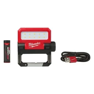 פנס לד נטען 4V USB עם תפיסת שאקל 550 לומינוס סוללה 3AH מטען MILWAUKEE