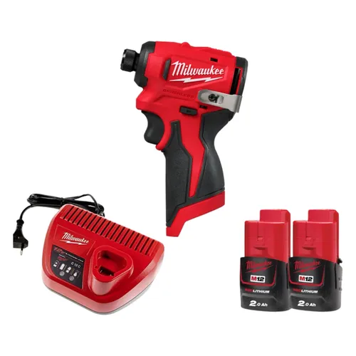מברגת אימפקט קומפקטית 12V + שתי סוללות 2.0AH מילווקי M12 BLIDRC – מברגות אימפקט