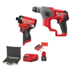 סט מברגת אימפקט ופטישון 12V + אביזרים MILWAUKEE