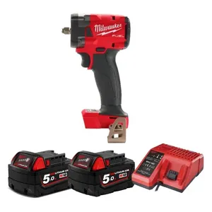 מפתח רטיטה 1/2" + 2 סוללות 5AH MILWAUKEE
